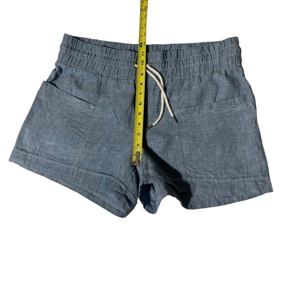 Athleta Womens Cabo 4" Linen Shorts Size 14 Blue Drawstring With Pockets‎ - Picture 7 of 12